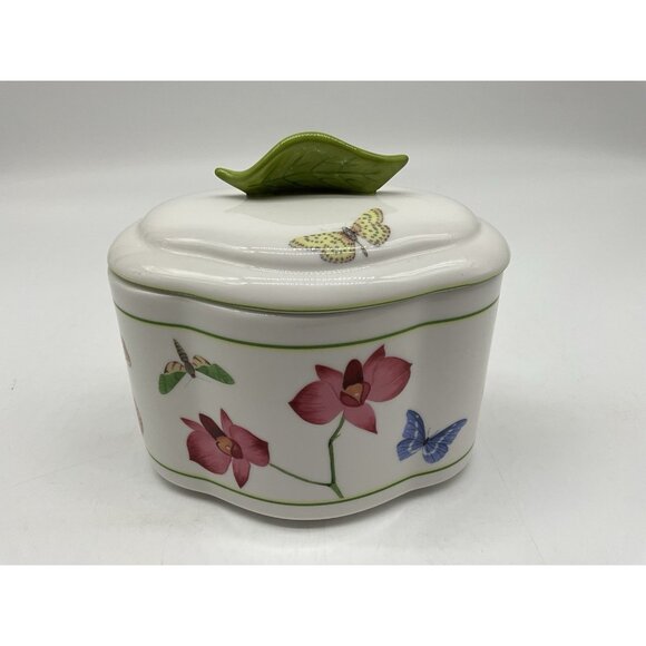 Lynn Chase Fantasia Decorated Covered Vanity Hand Painted Orchids and Butterfly - Picture 8 of 16